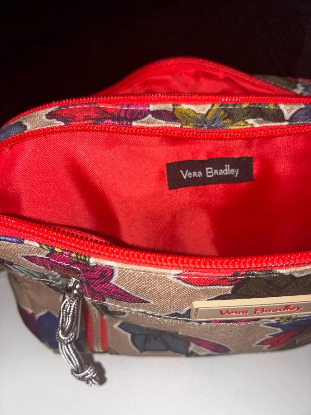 Vera Bradley Beige Crossbody with Bright Floral Print